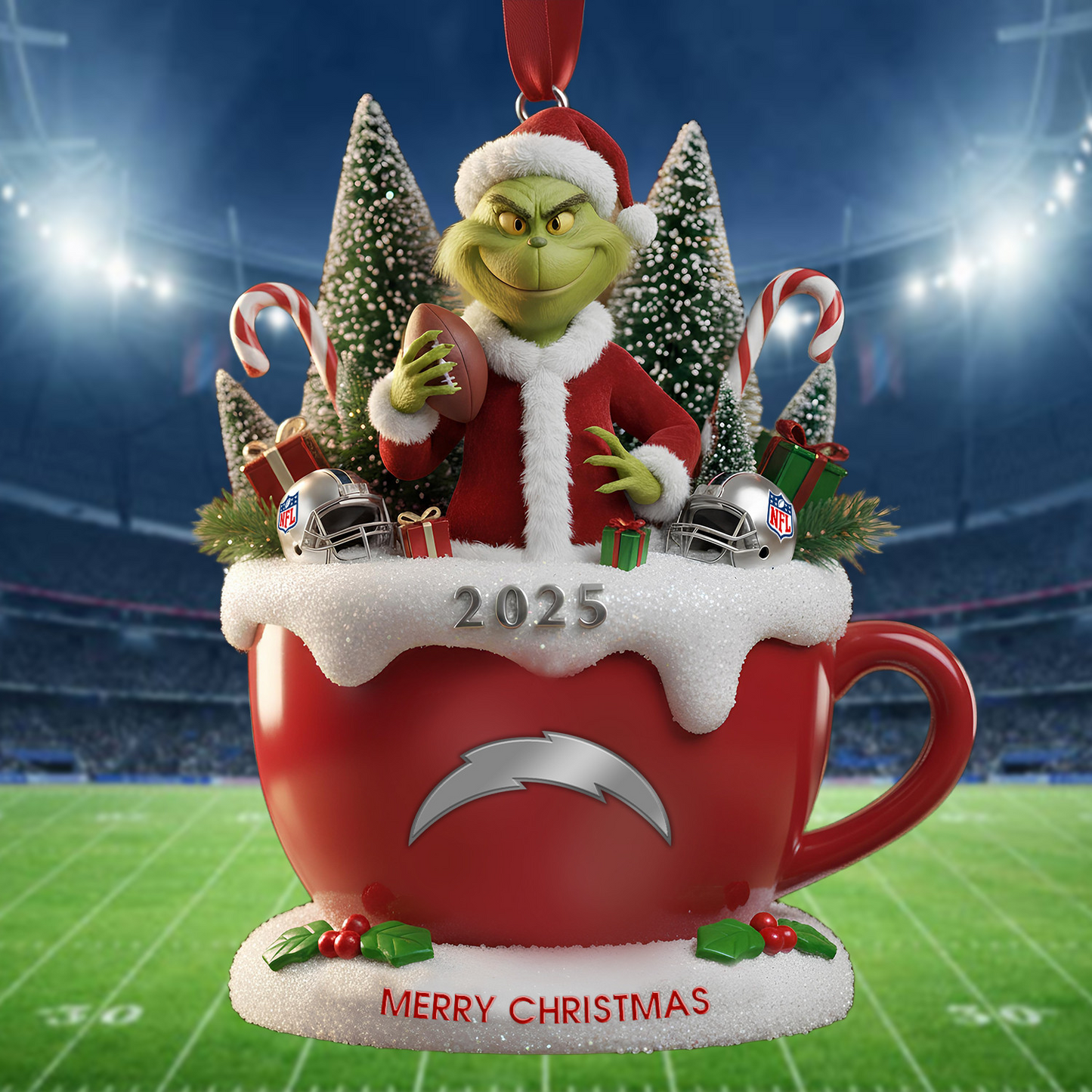 Premium NFL LAC x The Grinch Christmas Ornament V2 NMD TTV