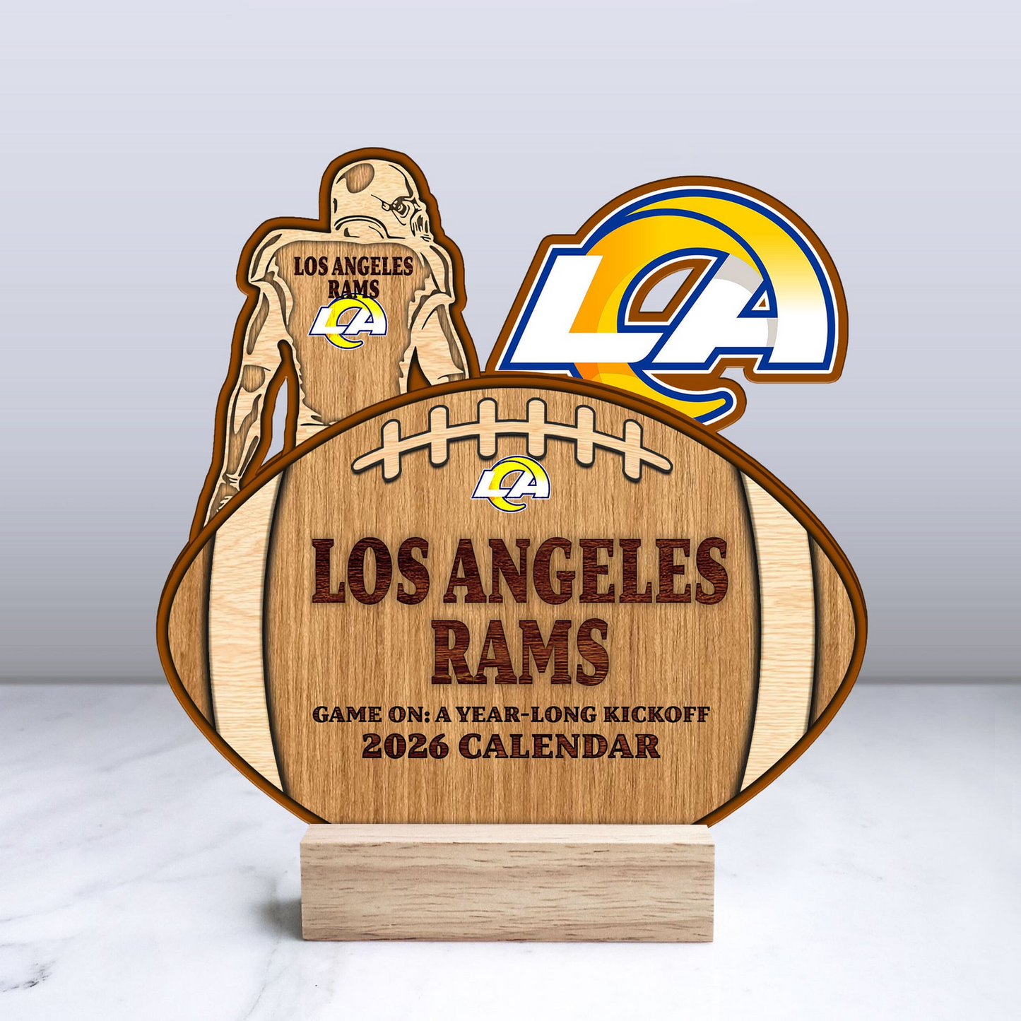 Premium NFL LAR Football Shaped 2026 Calendar V1 NMD TTV