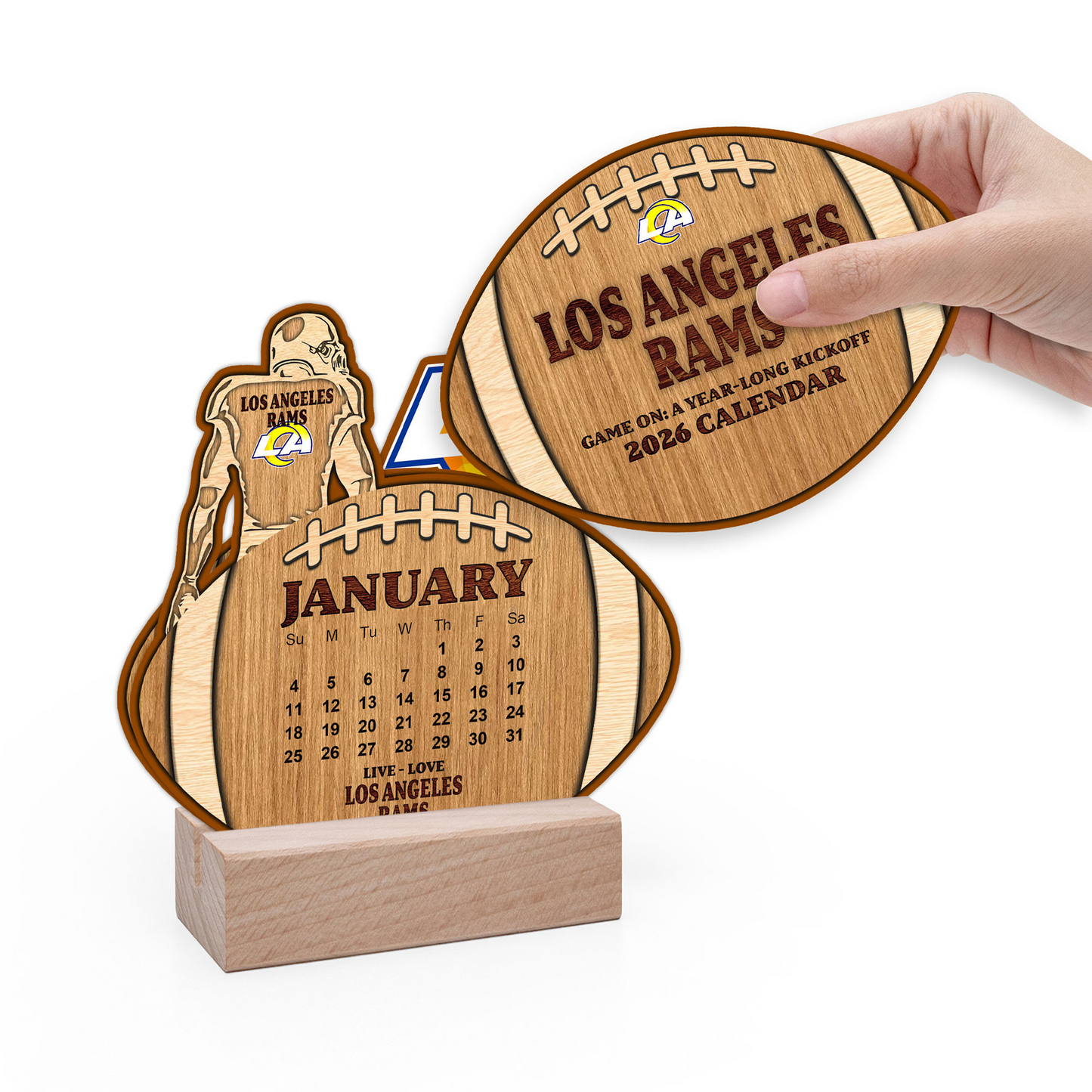 Premium NFL LAR Football Shaped 2026 Calendar V1 NMD TTV
