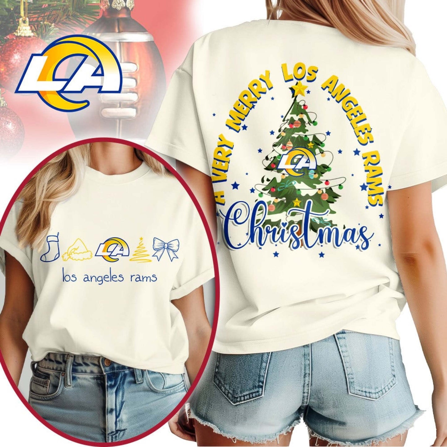Premium NFL LAR Merry Christmas T-shirt V1 NMD NHM