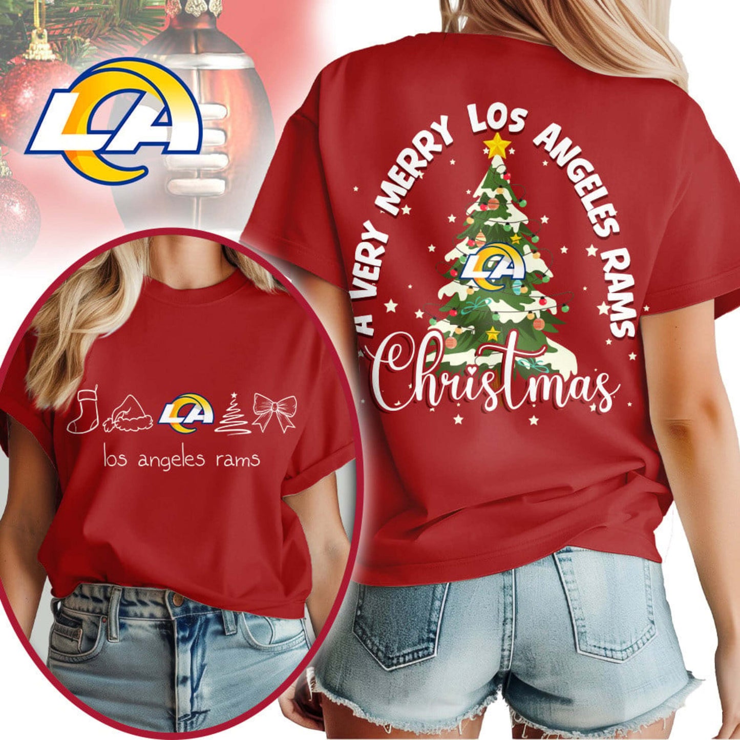 Premium NFL LAR Merry Christmas T-shirt V1 NMD NHM