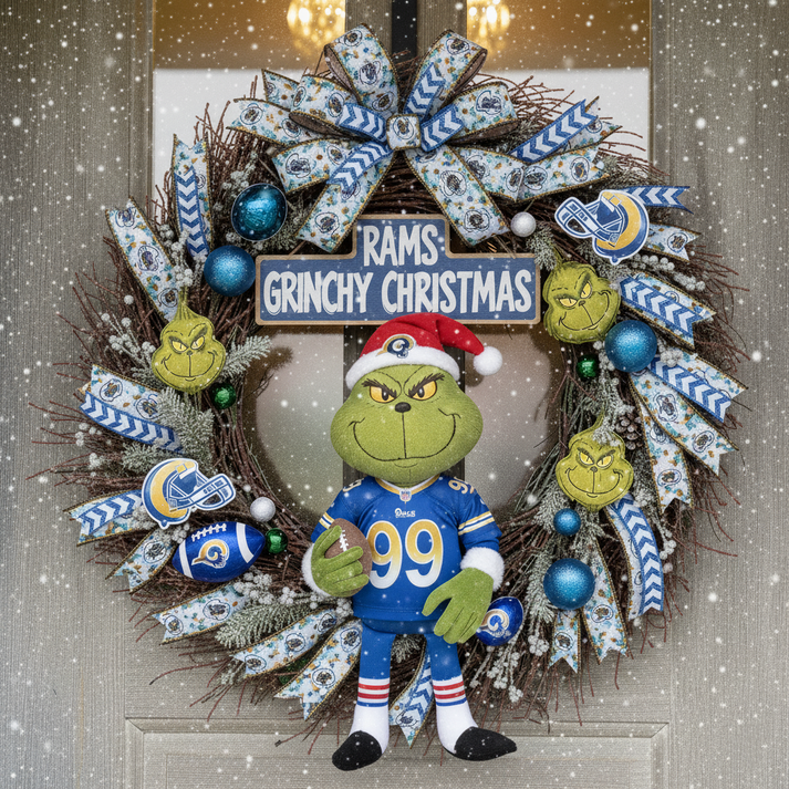 Premium NFL LAR x Grinch Holiday Door Wreath V1 NMD TTV