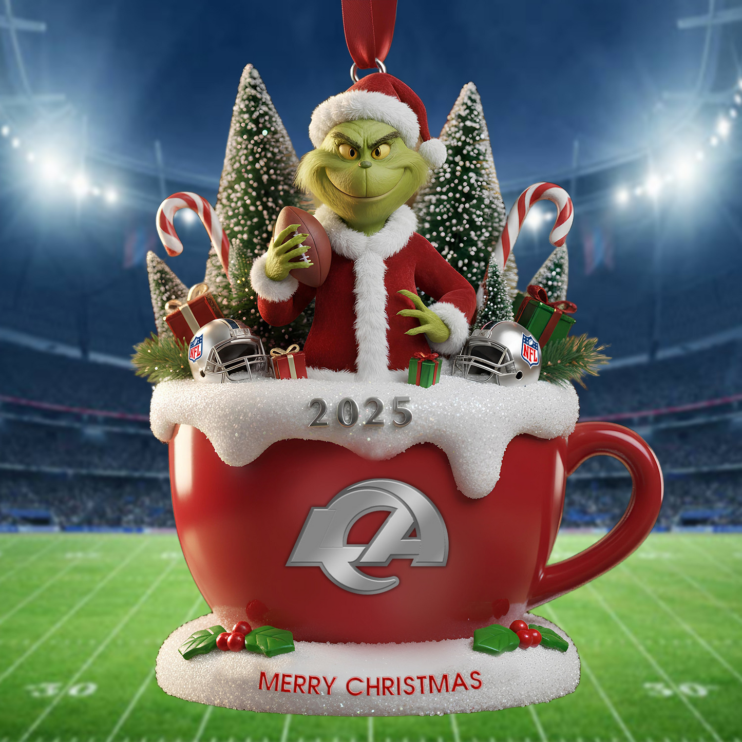 Premium NFL LAR x The Grinch Christmas Ornament V2 NMD TTV