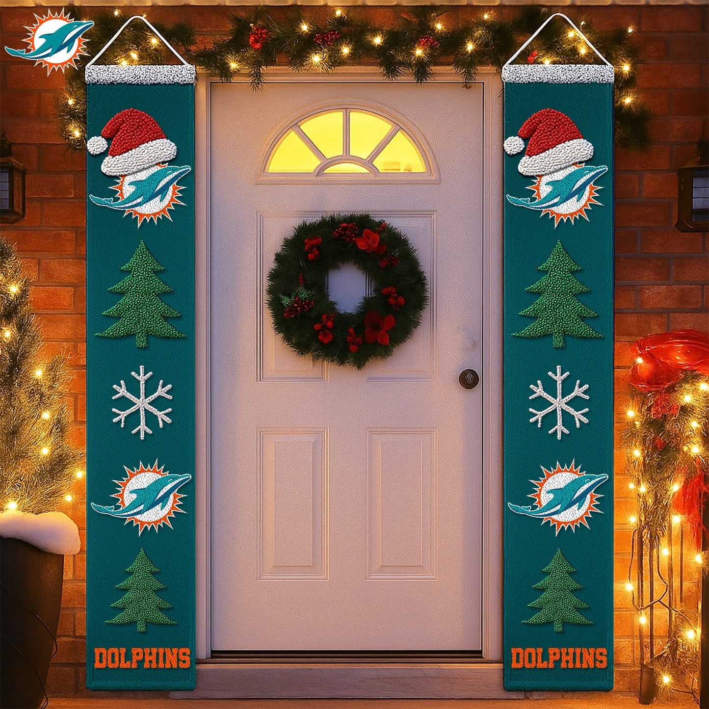 Premium NFL MIA Christmas Merry Christmas Porch Sign V1 NMD NHM