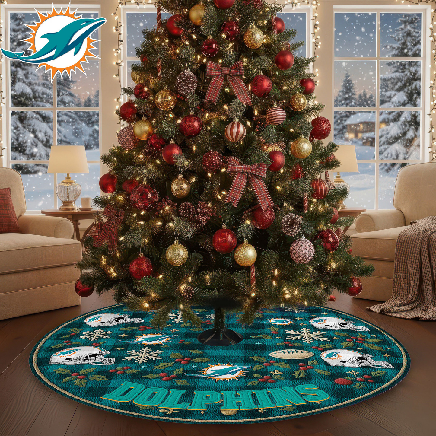 Premium NFL MIA Christmas Tree Skirt V1 NMD TTV