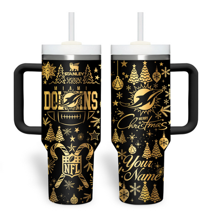 Premium NFL MIA Holiday Gold Tumbler V1 NMD TTV