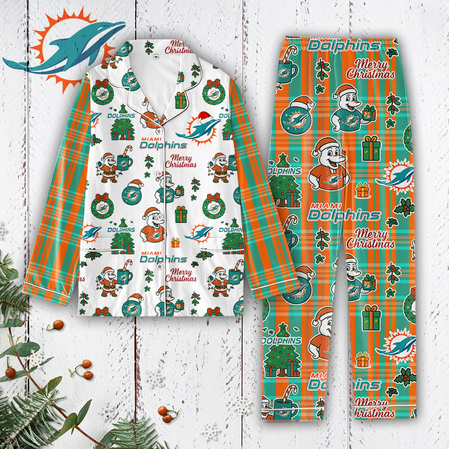 Premium NFL MIA Plaid Button Pajamas Set V1 NMD 291025 TTV
