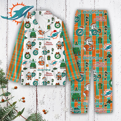 Premium NFL MIA Plaid Button Pajamas Set V1 NMD 291025 TTV