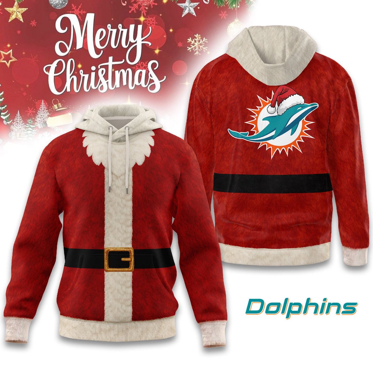 Premium NFL MIA Santa Claus Hoodie V1 NMD TTV