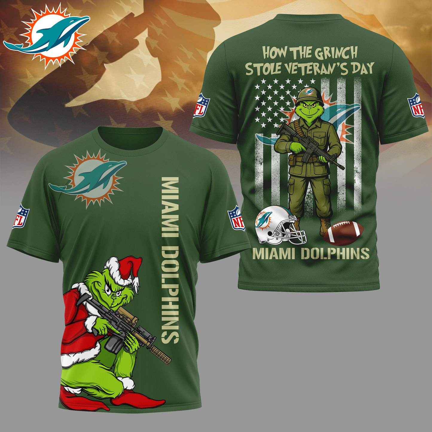 Premium NFL MIA The Grinch Salute Veterans Shirt V1 NMD 311025 TTV