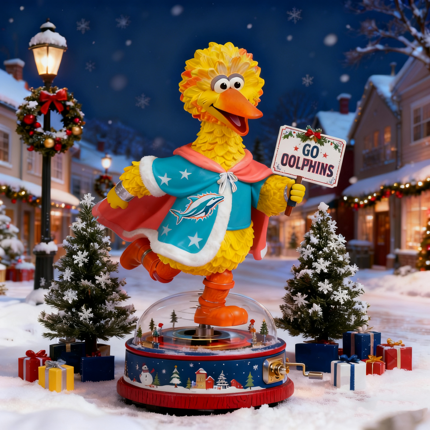 Premium NFL MIA x Big Bird Christmas Arcylic Plaque V1 NMD TTV