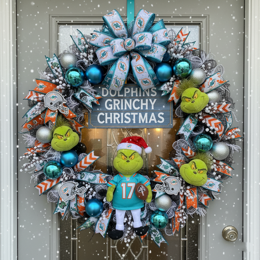 Premium NFL MIA x Grinch Holiday Door Wreath V1 NMD TTV
