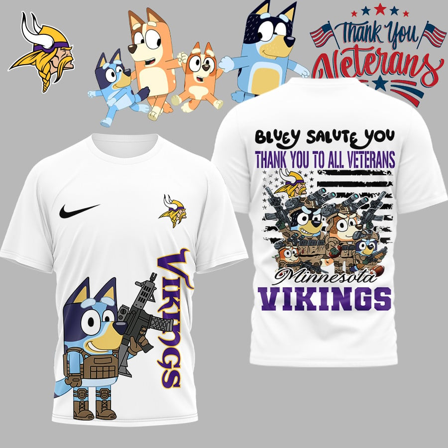 Premium NFL MIN Bluey Salute Veterans T-shirt V2 NMD TTV