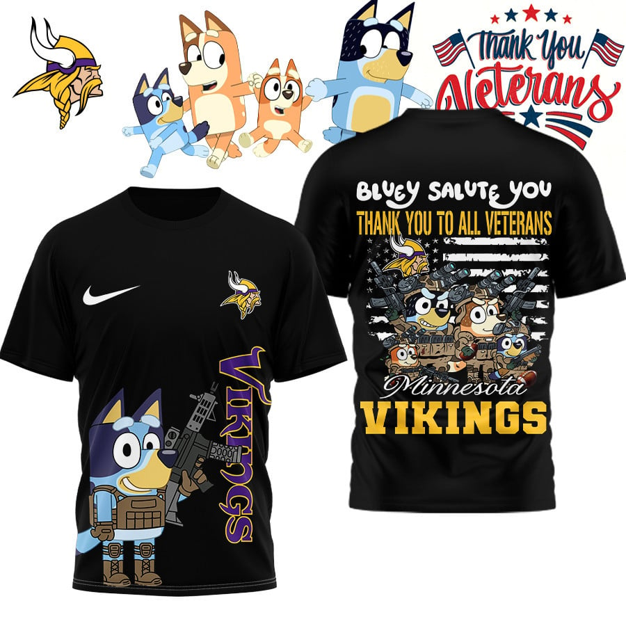 Premium NFL MIN Bluey Salute Veterans T-shirt V2 NMD TTV