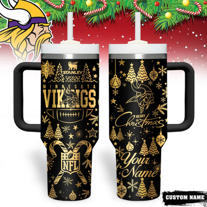 Premium NFL MIN Holiday Gold Tumbler V1 NMD TTV