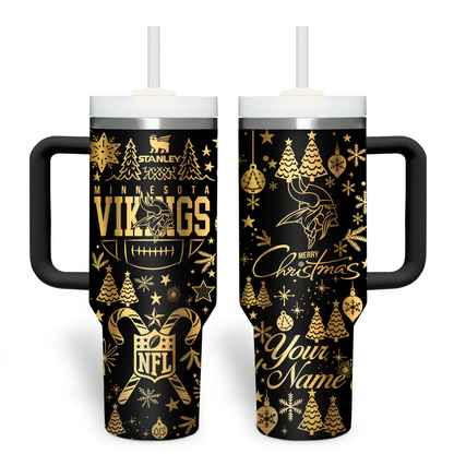 Premium NFL MIN Holiday Gold Tumbler V1 NMD TTV