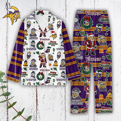Premium NFL MIN Plaid Button Pajamas Set V1 NMD 291025 TTV