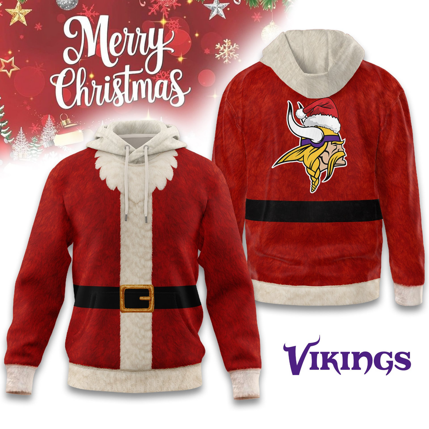 Premium NFL MIN Santa Claus Hoodie V1 NMD TTV