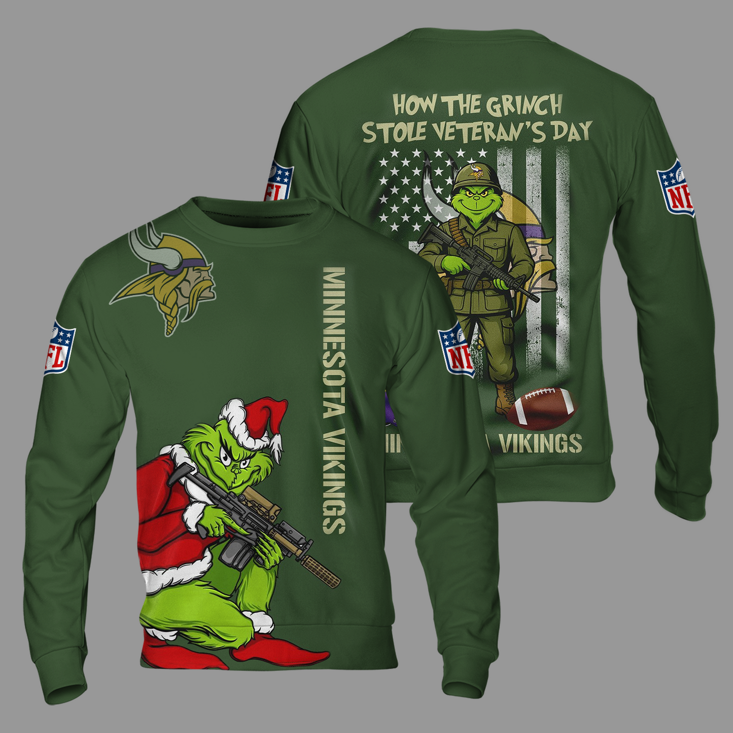 Premium NFL MIN The Grinch Salute Veterans Shirt V1 NMD 311025 TTV