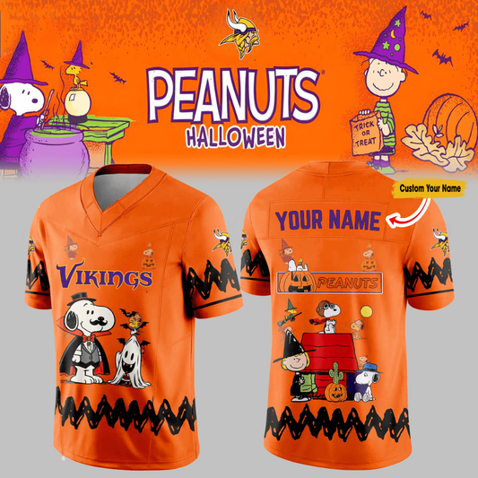 Premium NFL MIN x PEA Halloween V-neck Short Sleeve Jersey V1 NMD TTV