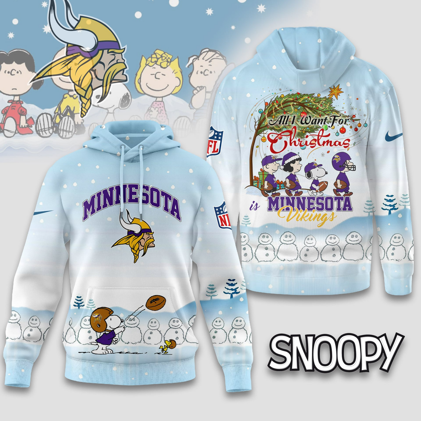 Premium NFL MIN x Peanuts Snow Day Hoodie V3 NMD TTV