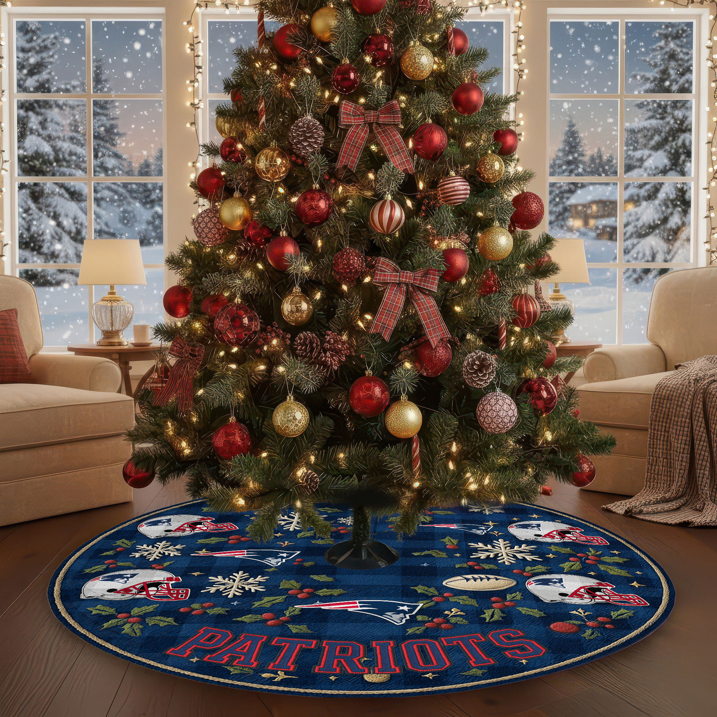 Premium NFL NE Christmas Tree Skirt V1 NMD TTV