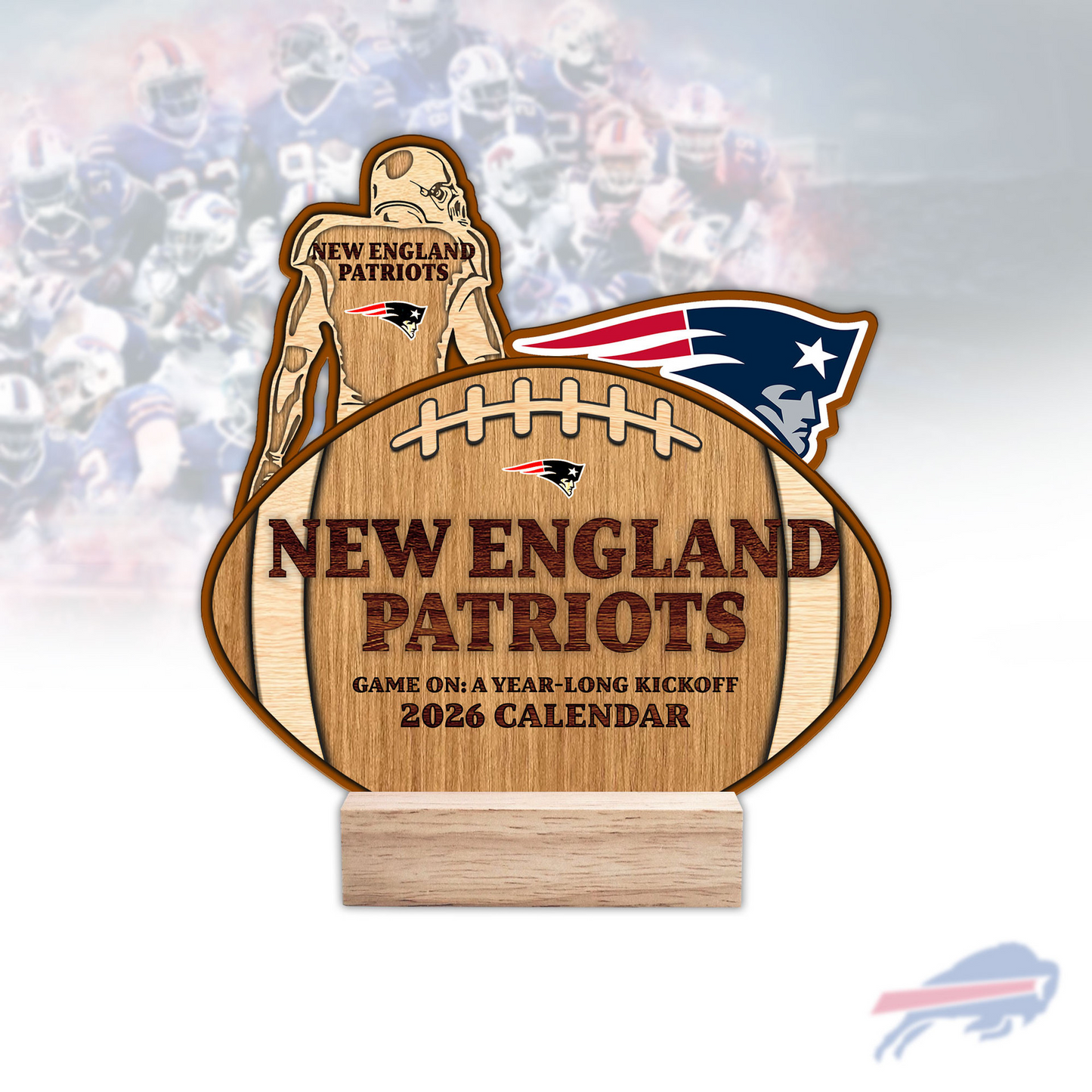 Premium NFL NE Football Shaped 2026 Calendar V1 NMD TTV