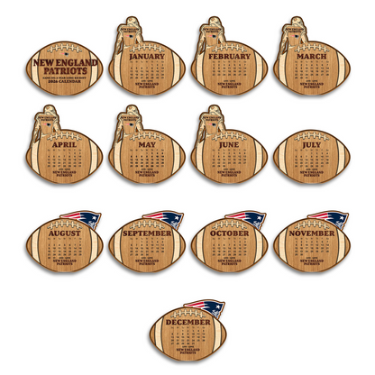 Premium NFL NE Football Shaped 2026 Calendar V1 NMD TTV