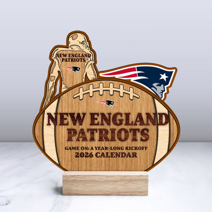 Premium NFL NE Football Shaped 2026 Calendar V1 NMD TTV