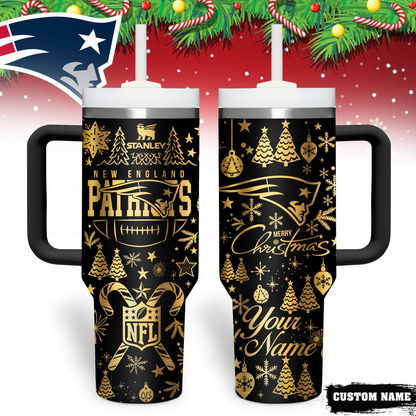 Premium NFL NE Holiday Gold Tumbler V1 NMD TTV