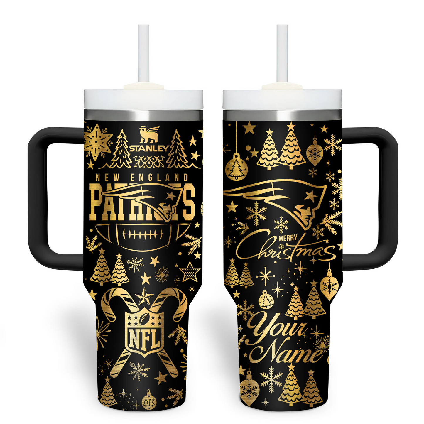 Premium NFL NE Holiday Gold Tumbler V1 NMD TTV