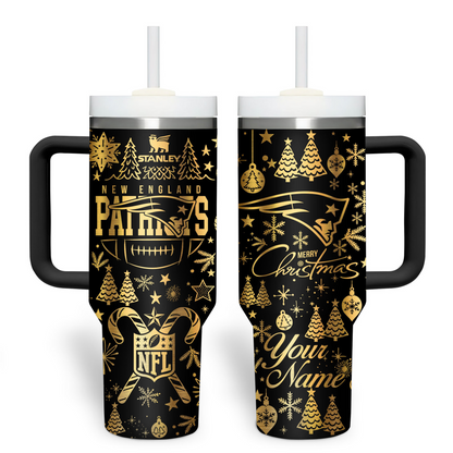 Premium NFL NE Holiday Gold Tumbler V1 NMD TTV