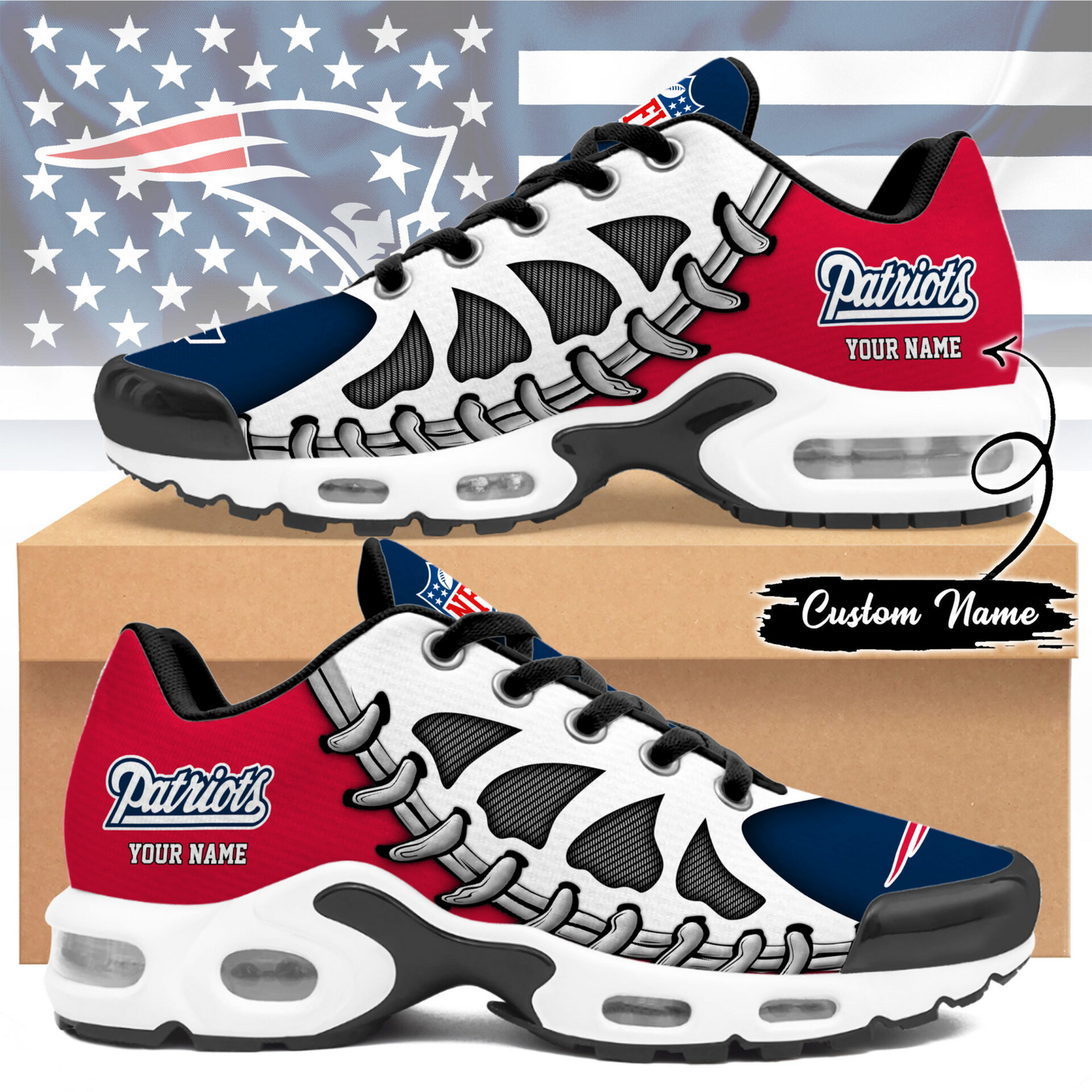 Premium NFL NE Spine Rush Air Max Sneaker V4 NMD  TTV