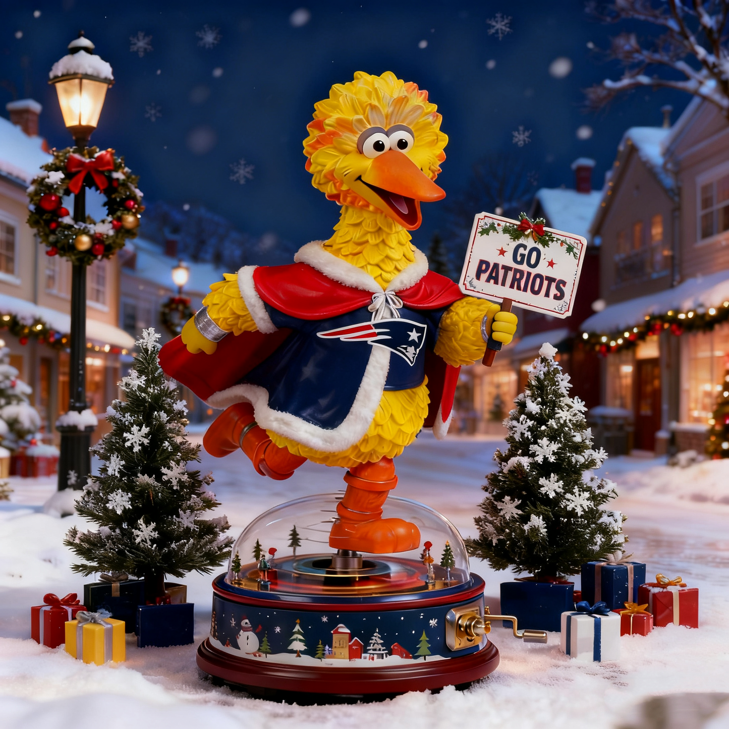 Premium NFL NE x Big Bird Christmas Arcylic Plaque V1 NMD TTV