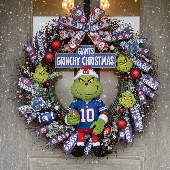 Premium NFL NYG x Grinch Holiday Door Wreath V1 NMD TTV