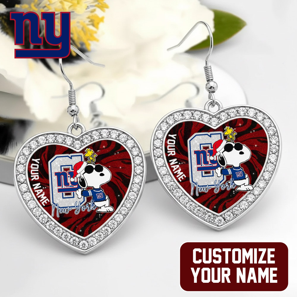 Premium NFL NYG x SNP Custom Heart Earrings V1 NMD TTV