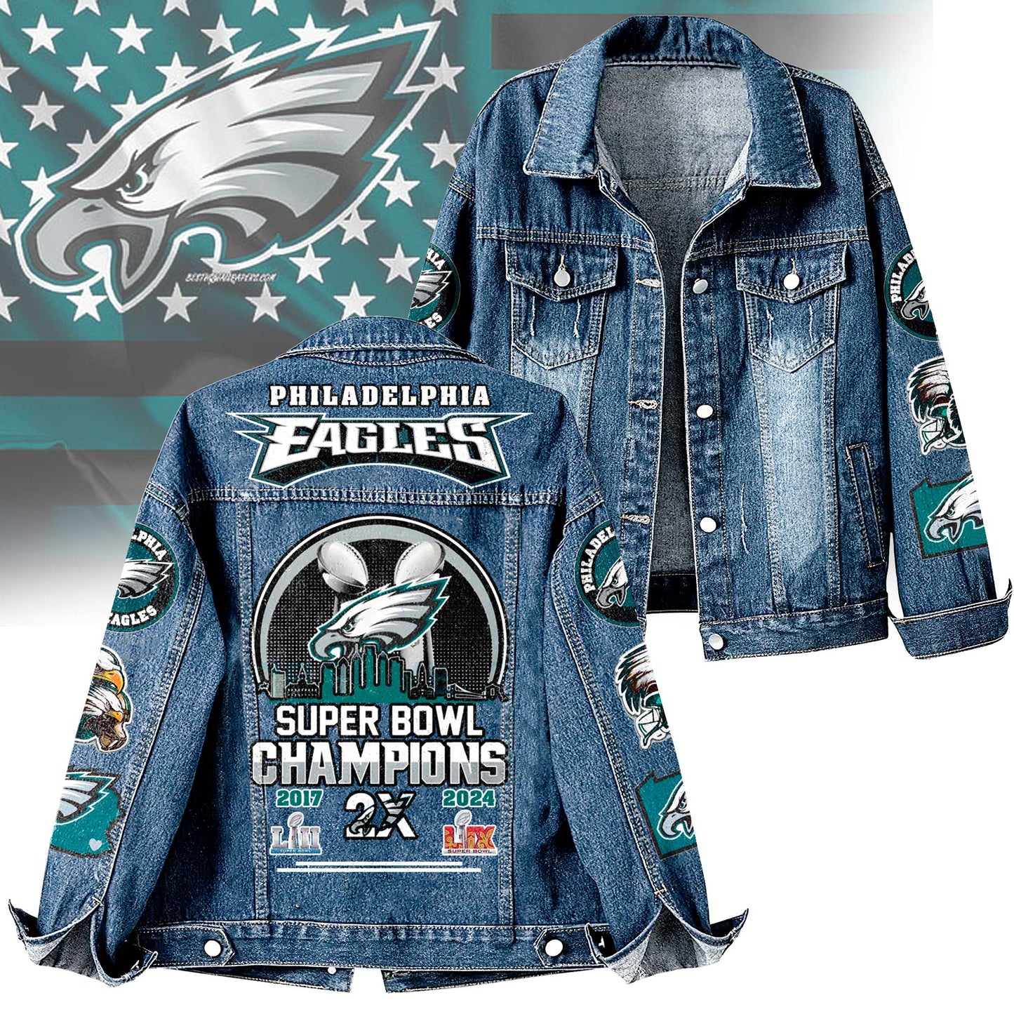 Premium NFL PHI Denim Jacket V1 NMD NHM