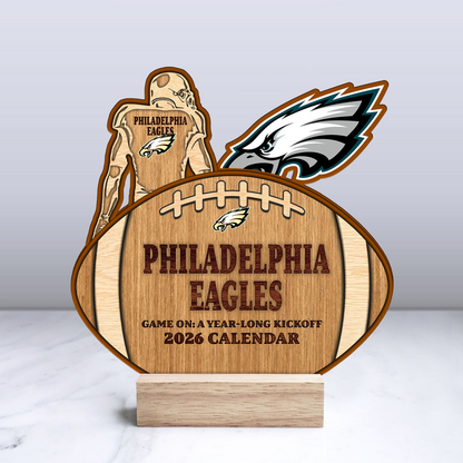 Premium NFL PHI Football Shaped 2026 Calendar V1 NMD TTV