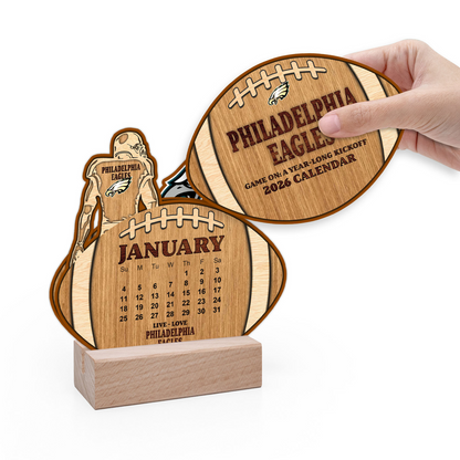 Premium NFL PHI Football Shaped 2026 Calendar V1 NMD TTV