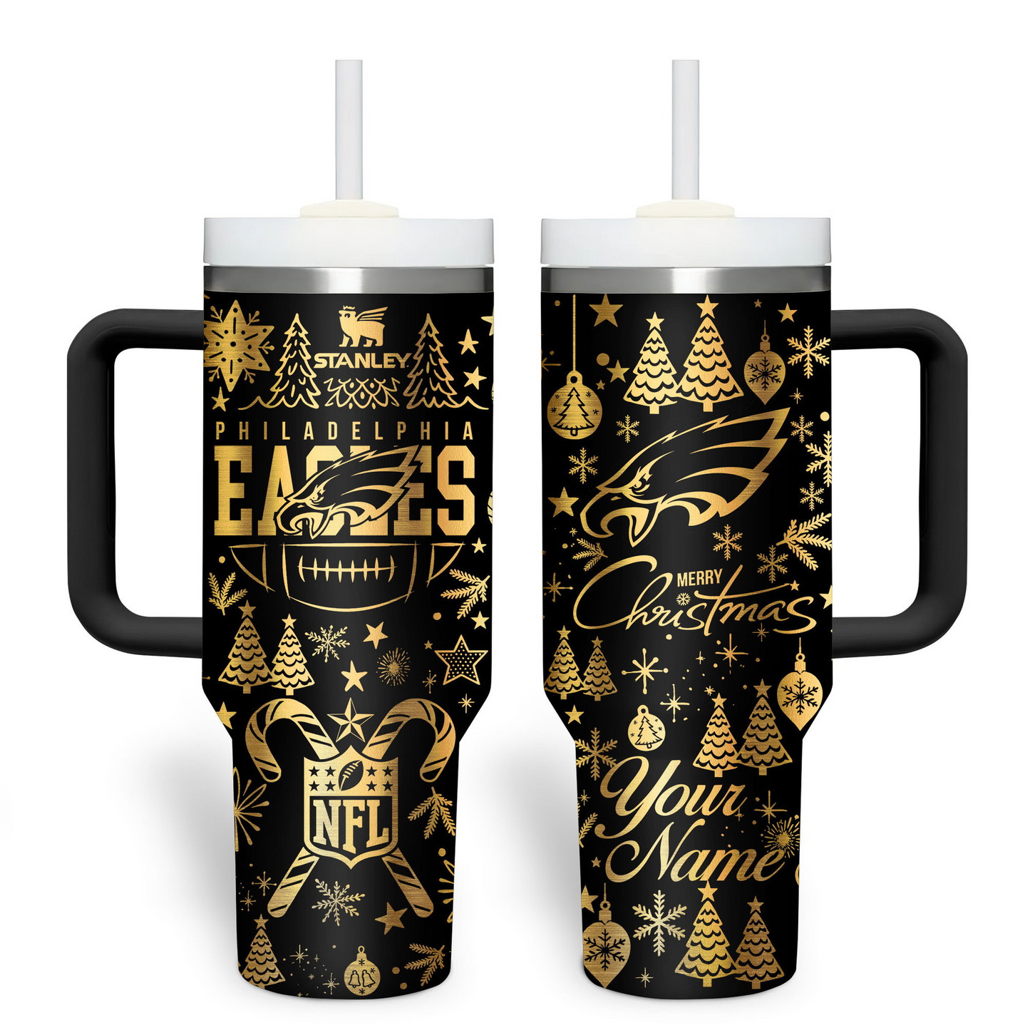 Premium NFL PHI Holiday Gold Tumbler V1 NMD TTV