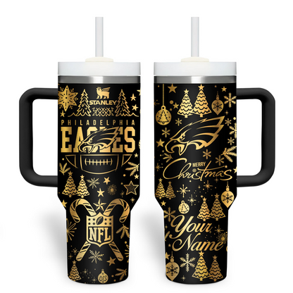Premium NFL PHI Holiday Gold Tumbler V1 NMD TTV