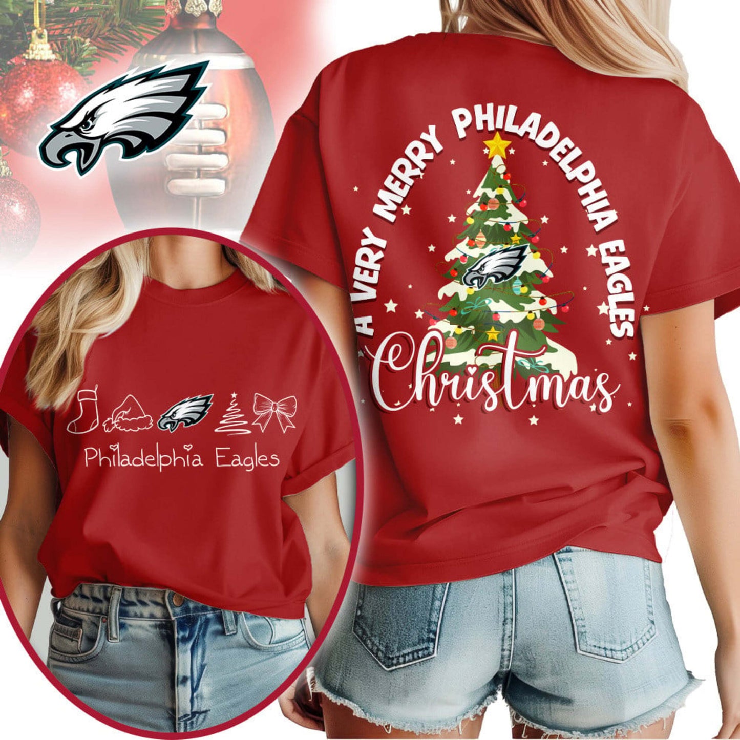 Premium NFL PHI Merry Christmas T-shirt V1 NMD NHM