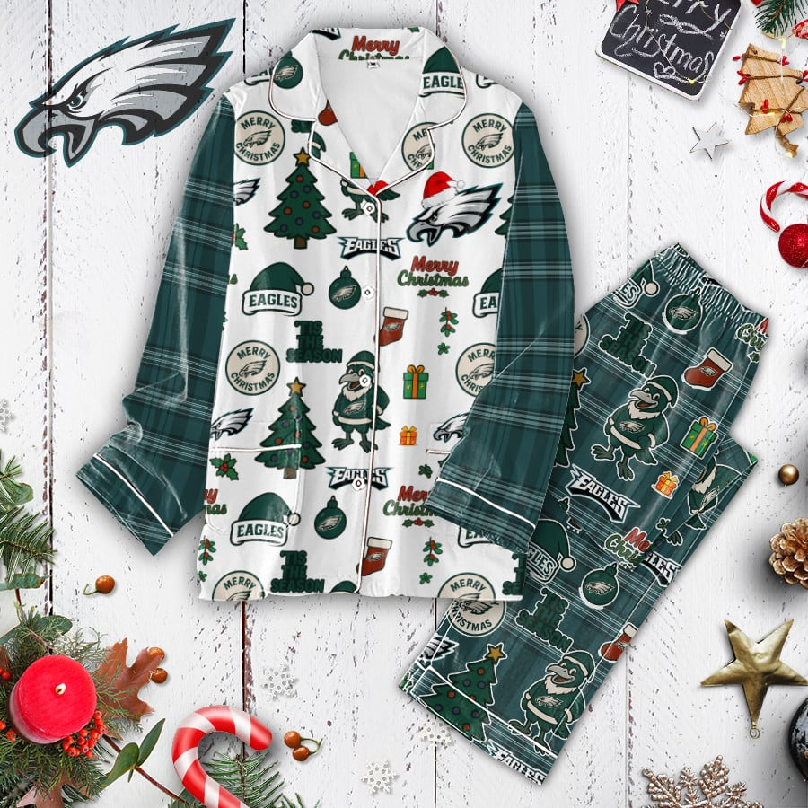 Premium NFL PHI Plaid Button Pajamas Set V1 NMD 291025 TTV