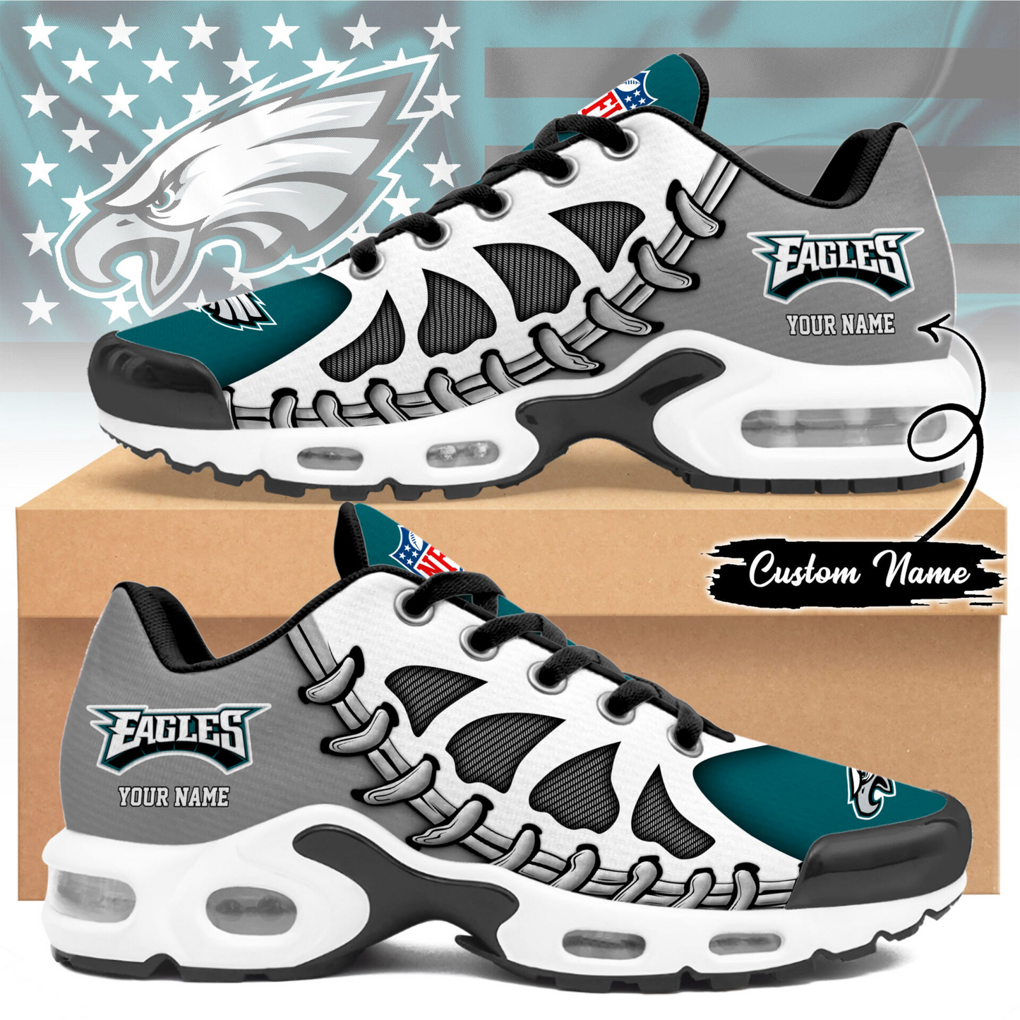 Premium NFL PHI Spine Rush Air Max Sneaker V4 NMD  TTV