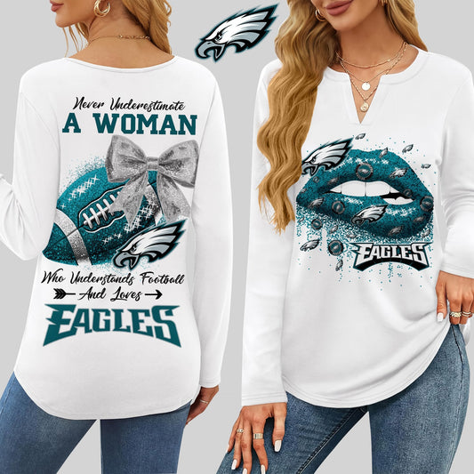 Premium NFL PHI X V-neck Long Sleeve Shirt NDT NHM