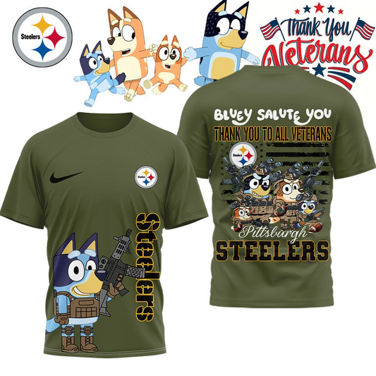 Premium NFL PIT Bluey Salute Veterans T-shirt V2 NMD TTV