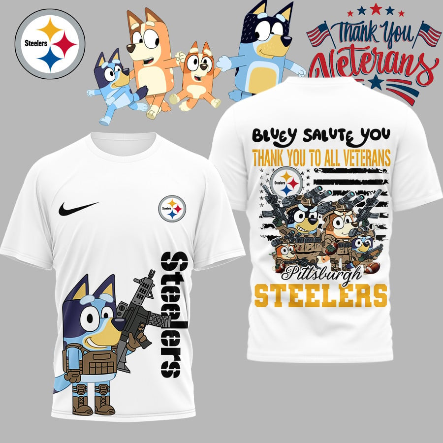 Premium NFL PIT Bluey Salute Veterans T-shirt V2 NMD TTV