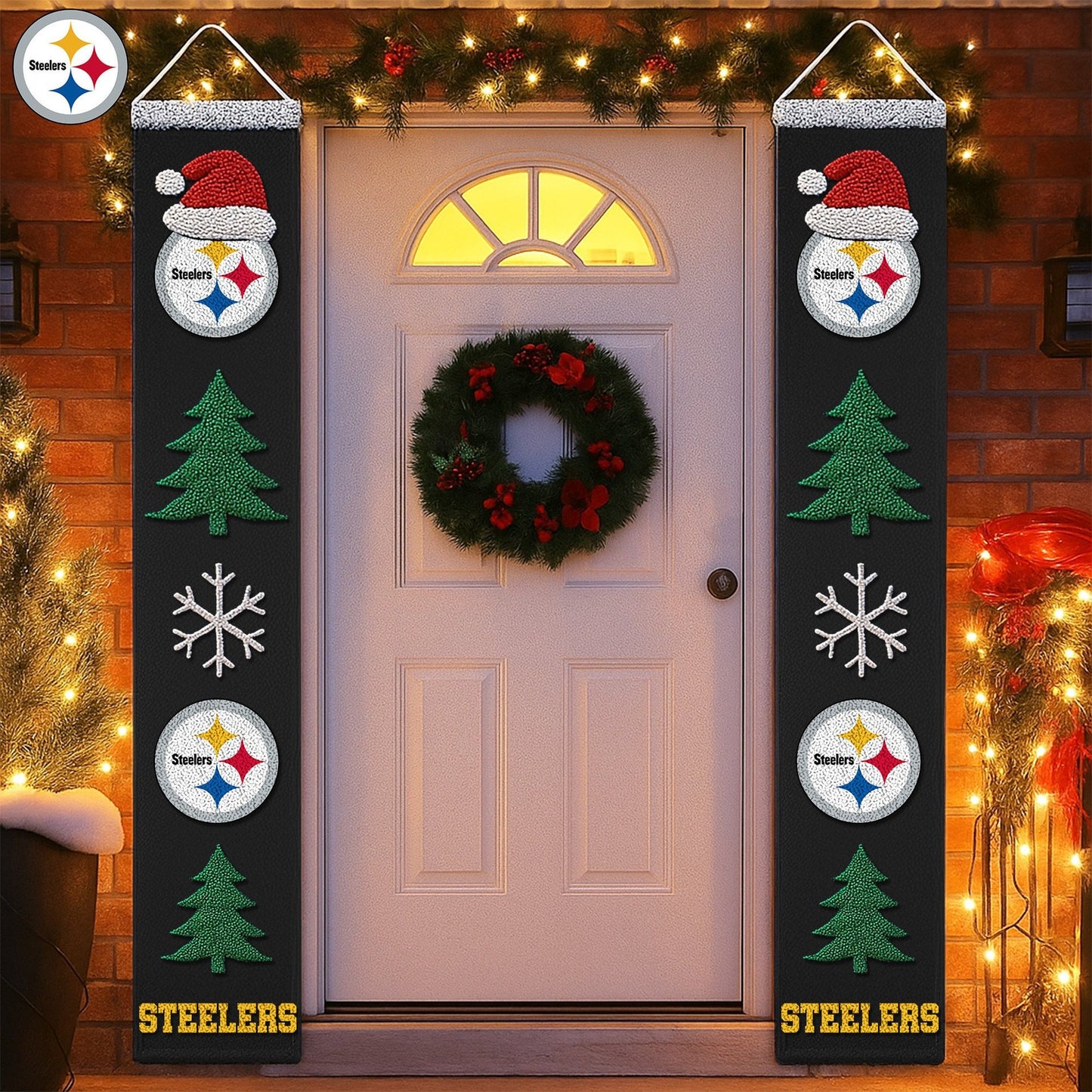 Premium NFL PIT Christmas Merry Christmas Porch Sign V1 NMD NHM