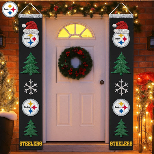 Premium NFL PIT Christmas Merry Christmas Porch Sign V1 NMD NHM