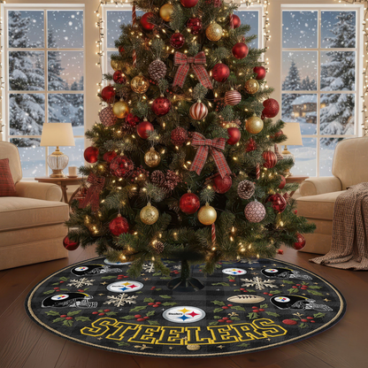 Premium NFL PIT Christmas Tree Skirt V1 NMD TTV